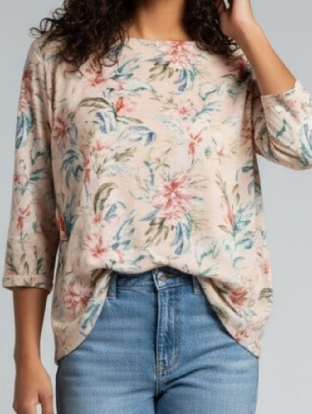 Tommy Bahama Long Sleeve Tee - Cream and Blue - M